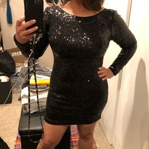 Dress the Population Long Sleeve Mini Sequin Dress